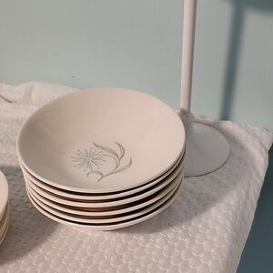 Vintage 1960's Homer Laughlin Set Of 6 Each Cereal Bowls  and Saucers Blue Star